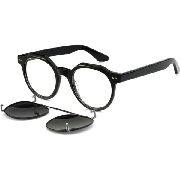 Occhiali vista  Exit Asr3002 cod. colore nero lucido + clip on fumo polarizzato Unisex Panthos Nero