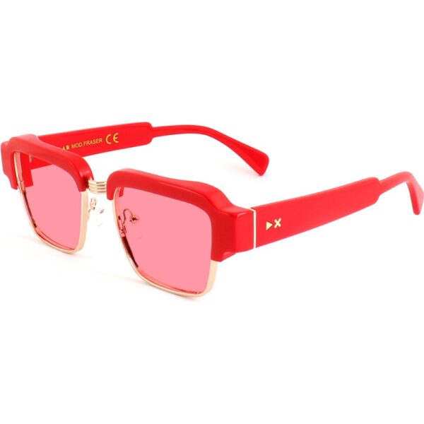 Clip on  Xlab Mod. fraser cod. colore rosso lucido - oro / 6261 rosa polarizzato Unisex Squadrata Rosso
